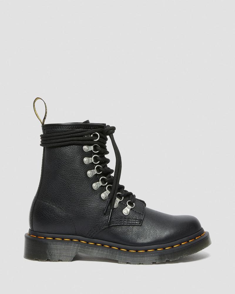 Black Women's Dr Martens 1460 Laced Virginia Leather Lace Up Boots | CA 168QMA